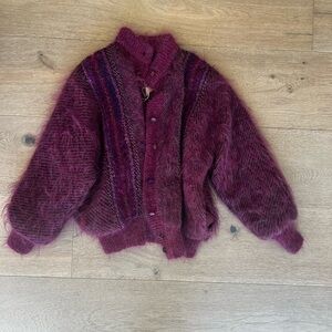 Jinx Senior Plum Knit Vintage Cardigan Sweater -size small